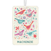 Personalisierter Name des modernen Vogelblumenwass Autolufterfrischer (Rückseite)