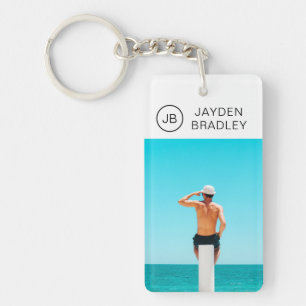 Personalisierter Name des Monogram-Fotos Schlüsselanhänger