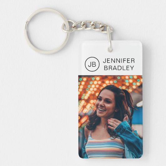 Personalisierter Name des Monogram-Fotos Schlüsselanhänger (Vorderseite)
