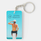 Personalisierter Name des Monogram-Fotos Schlüsselanhänger (Rückseite)