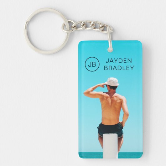 Personalisierter Name des Monogram-Fotos Schlüsselanhänger (Vorderseite)