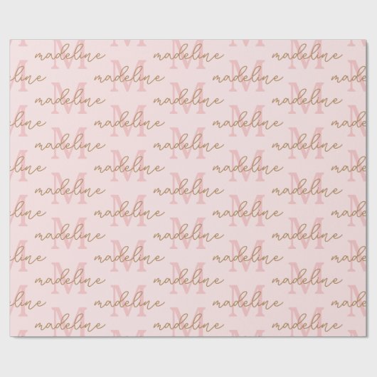 Personalisierter Name des Monogrammes in rosa Geschenkpapier (Flach)