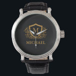 Personalisierter Name des Monogramms Armbanduhr<br><div class="desc">Schwarz und Gold Personalisiert Stylish Monogram Name. Für weitere Anpassungen klicken Sie bitte auf die Schaltfläche "Anpassen" und verwenden Sie unser Designwerkzeug,  um diese Vorlage zu ändern.</div>