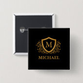 Personalisierter Name des Monogramms Button (Vorne & Hinten)