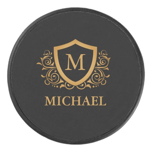 Personalisierter Name des Monogramms Eishockey Puck (Vorderseite)