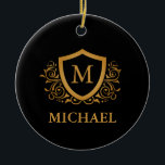 Personalisierter Name des Monogramms Keramik Ornament<br><div class="desc">Schwarz und Gold Personalisiert Stylish Monogram Name. Für weitere Anpassungen klicken Sie bitte auf die Schaltfläche "Anpassen" und verwenden Sie unser Designwerkzeug,  um diese Vorlage zu ändern.</div>