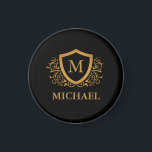 Personalisierter Name des Monogramms Magnet<br><div class="desc">Schwarz und Gold Personalisiert Stylish Monogram Name. Für weitere Anpassungen klicken Sie bitte auf die Schaltfläche "Anpassen" und verwenden Sie unser Designwerkzeug, um diese Vorlage zu ändern.</div>