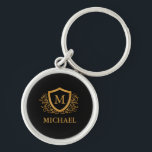 Personalisierter Name des Monogramms Schlüsselanhänger<br><div class="desc">Schwarz und Gold Personalisiert Stylish Monogram Name. Für weitere Anpassungen klicken Sie bitte auf die Schaltfläche "Anpassen" und verwenden Sie unser Designwerkzeug,  um diese Vorlage zu ändern.</div>