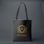 Personalisierter Name des Monogramms Tasche<br><div class="desc">Schwarz und Gold Personalisiert Stylish Monogram Name. Für weitere Anpassungen klicken Sie bitte auf die Schaltfläche "Anpassen" und verwenden Sie unser Designwerkzeug,  um diese Vorlage zu ändern.</div>