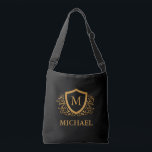 Personalisierter Name des Monogramms Tragetaschen Mit Langen Trägern<br><div class="desc">Schwarz und Gold Personalisiert Stylish Monogram Name. Für weitere Anpassungen klicken Sie bitte auf die Schaltfläche "Anpassen" und verwenden Sie unser Designwerkzeug,  um diese Vorlage zu ändern.</div>