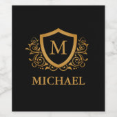 Personalisierter Name des Monogramms Weinetikett (Einzelnes Label)