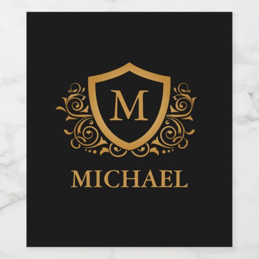 Personalisierter Name des Monogramms Weinetikett (Einzelnes Label)