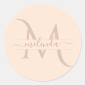 Personalisierter Name des Monogrammskripts in Rosa Runder Aufkleber (Vorderseite)