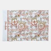 Personalisierter Name des nahtlosen Blumenmusters Geschirrtuch (Horizontal)