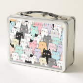 Personalisierter Name des niedlichen Katzenmusters Metall Brotdose (Rückseite)