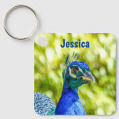 Personalisierter Name des Peacock Bird Schlüsselanhänger (Vorderseite)