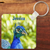 Personalisierter Name des Peacock Bird Schlüsselanhänger (Rückseite)