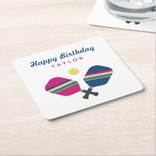 Personalisierter Name des Pickleball-Party Rechteckiger Pappuntersetzer