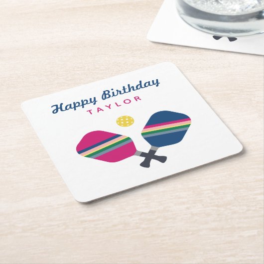 Personalisierter Name des Pickleball-Party Rechteckiger Pappuntersetzer (angewinkelt)