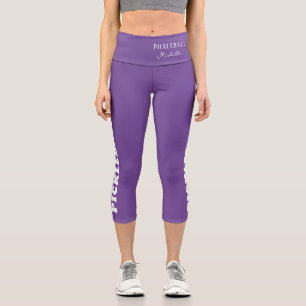 Personalisierter Name des Pickleball Player Lila w Capri Leggings