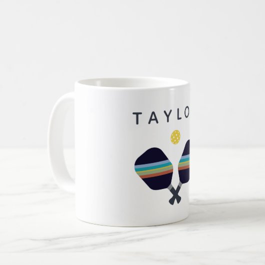 Personalisierter Name des Pickleball-Players Kaffeetasse (Vorderseite Links)