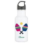 Personalisierter Name des Pickleball Sport Striped Edelstahlflasche (Vorderseite)