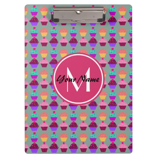 Personalisierter Name des Pink Cupcake, benutzerde Klemmbrett (Vorderseite)