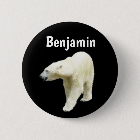 Personalisierter Name des Polarbären Button (Vorderseite)