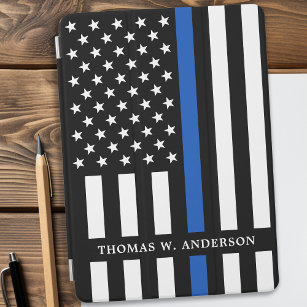 Personalisierter Name des Polizeibeamten Thin Blue iPad Air Hülle