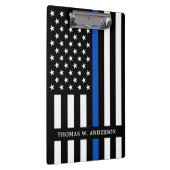 Personalisierter Name des Polizeibeamten Thin Blue Klemmbrett (Rechts)
