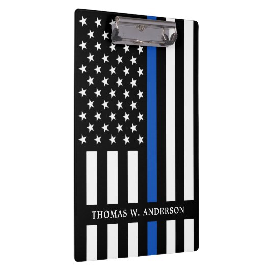 Personalisierter Name des Polizeibeamten Thin Blue Klemmbrett (Rechts)