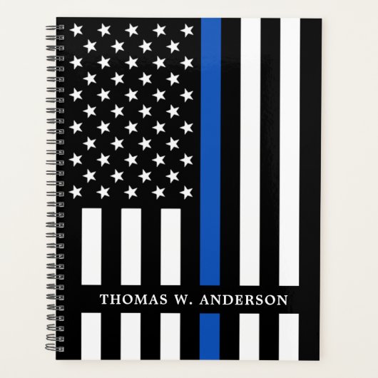 Personalisierter Name des Polizeibeamten Thin Blue Planer (Vorderseite)