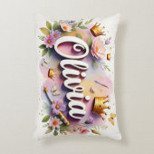 Personalisierter Name des Princess Floral Dekokissen (Vorderseite(Vertikal))