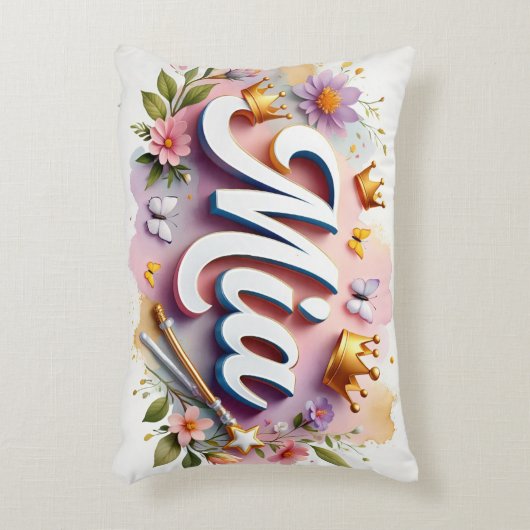 Personalisierter Name des Princess Floral Dekokissen (Vorderseite(Vertikal))