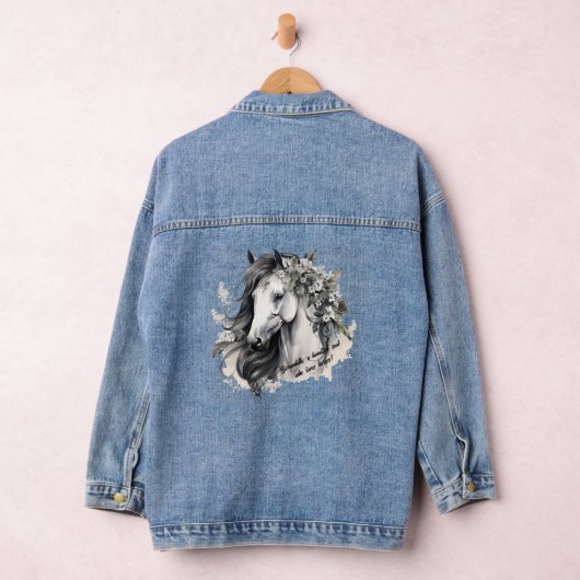 Personalisierter Name des Reitpferdes mit Text Jeansjacke (Hangar)