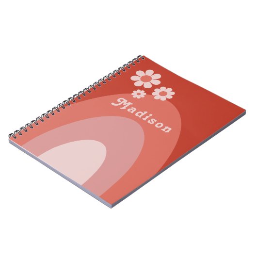 Personalisierter Name des Retro-Blumenstraums Notizblock (Linke Seite)