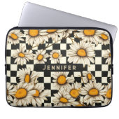 Personalisierter Name des Retro Groovy Daisy Check Laptopschutzhülle (Vorderseite)