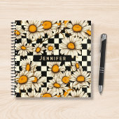 Personalisierter Name des Retro Groovy Daisy Check Notizblock