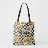 Personalisierter Name des Retro Groovy Daisy Check Tasche (Vorderseite)