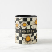 Personalisierter Name des Retro Groovy Daisy Check Tasse (Zentrum)