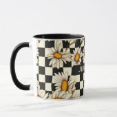 Personalisierter Name des Retro Groovy Daisy Check Tasse (Links)