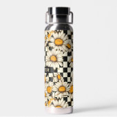 Personalisierter Name des Retro Groovy Daisy Check Trinkflasche (Rückseite)