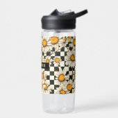 Personalisierter Name des Retro Groovy Daisy Check Trinkflasche (Links)