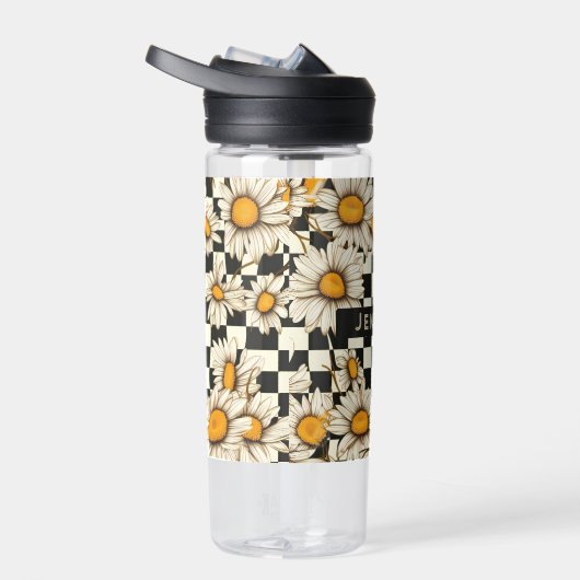 Personalisierter Name des Retro Groovy Daisy Check Trinkflasche (Rechts)