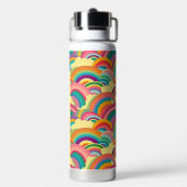 Personalisierter Name des Retro-Regenbogenmusters Trinkflasche (Hinten)