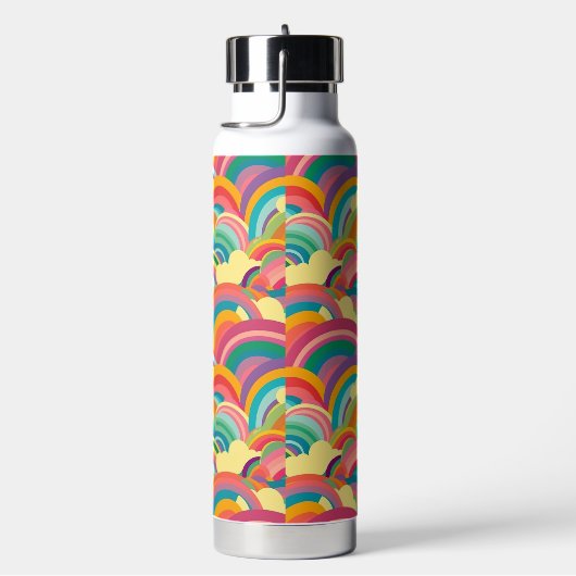 Personalisierter Name des Retro-Regenbogenmusters Trinkflasche (rechts)
