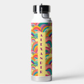 Personalisierter Name des Retro-Regenbogenmusters Trinkflasche (Links)