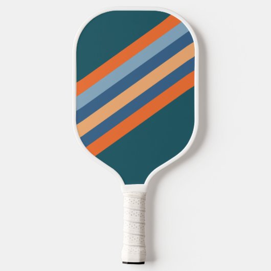 Personalisierter Name des Retro Stripes-Musters Pickleball Schläger (Rückseite)