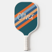 Personalisierter Name des Retro Stripes-Musters Pickleball Schläger (Vorderseite)