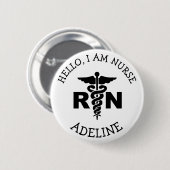 Personalisierter Name des RN Nurse Medical Symbol Button (Vorne & Hinten)